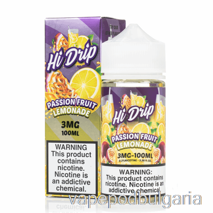 Vape 10000 Дръпки маракуя лимонада - Hi-drip E-liquid - 100ml 3mg